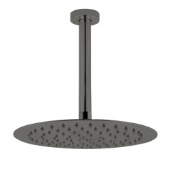 10 inch Super-slim Round Gunmetal Grey Rainfall Shower Head w 300mm Ceiling Mounted Shower Arm 10 inch Super-slim Round Gunmetal Grey Rainfall Shower Head w 300mm Ceiling Mounted Shower Arm